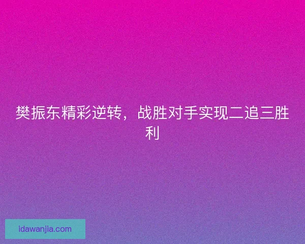 樊振东精彩逆转，战胜对手实现二追三胜利