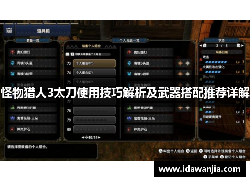 怪物猎人3太刀使用技巧解析及武器搭配推荐详解